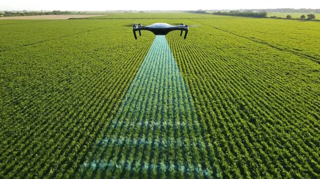 Agricultural Data Visualization Showing Drone Monitoring Crops and Collecting Smart Farm Data for Precision Agriculture Analytics