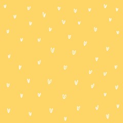 White Hearts on Yellow Background Pattern