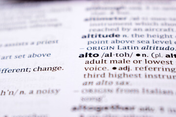 Fototapeta premium Close Up Of English Dictionary Page With Word - alto