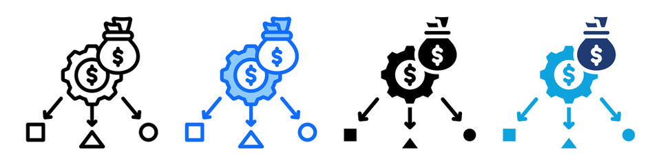 Financial Model Icon Set Multi Style Vector Illustration