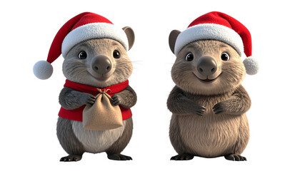 Two Cartoon Wombat Santa Outfit