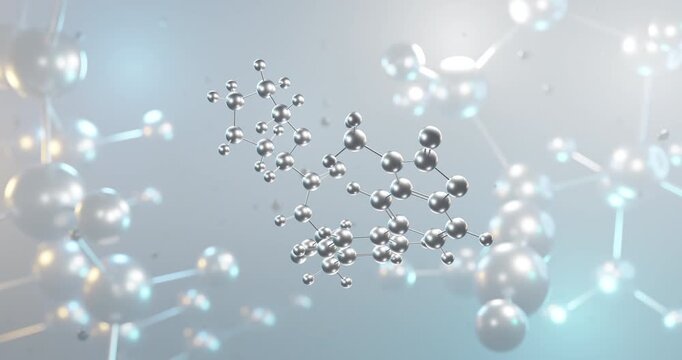 Brensocatib rotating 3d molecule, molecular structure of anti-inflammatory agent seamless video
