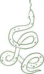 Fototapeta premium Whimsical line art illustration of green snake. Doodle fun vector graphic