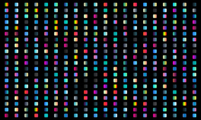 High-resolution image of colorful gradient squares arranged in a grid pattern on a black background.