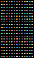 A vibrant pattern of colorful gradient squares arranged in a grid on a black background.