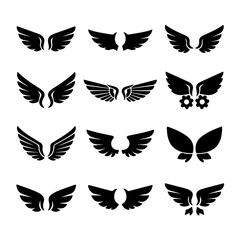 Obraz premium Wings icons set. Simple set of wings vector icons for web design on white background