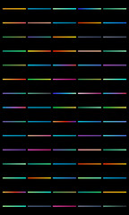 Vertical and horizontal colorful line patterns on a black background.