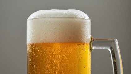 Golden Brew in a Clear Vessel, Topped with a Frothy Head A Study in Contrasts.