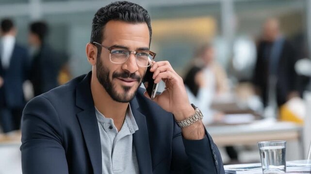 Confident Communication: A sharp, well-groomed individual engages in a crucial phone conversation, radiating confidence and expertise.