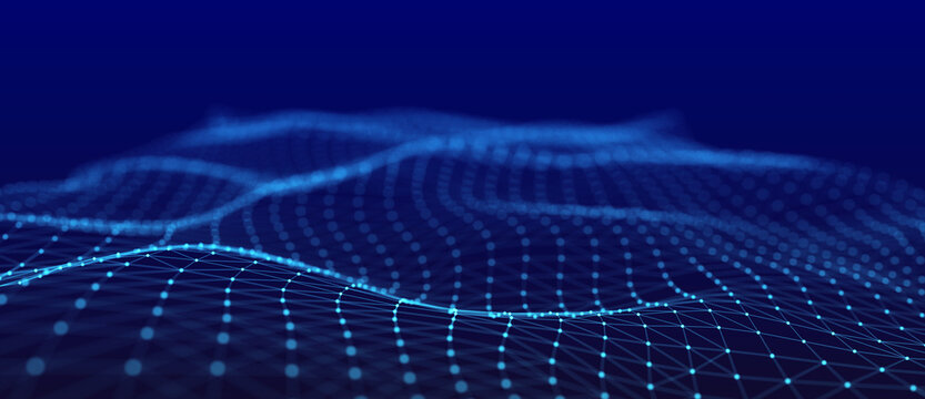 Modern design of network connection structure. Abstract background with interlacing dots and lines. 3D rendering.