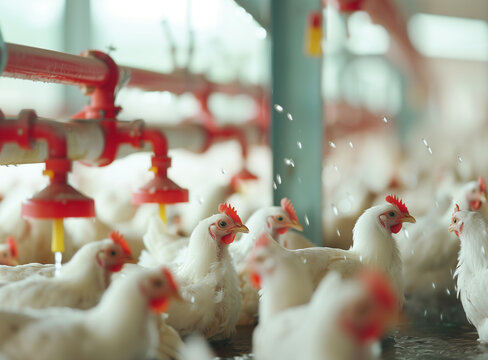 Chickens in the  industrial farm