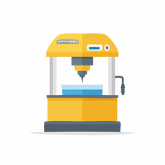 Fototapeta premium Modern Yellow Automated Industrial Machine with Blue Liquid Tank