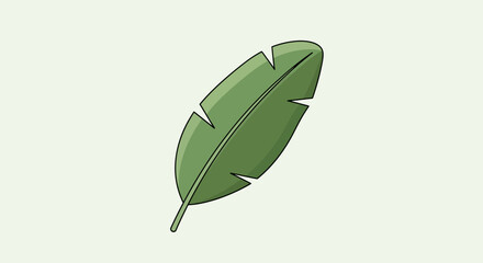 Green leaf with cuts and a central vein outlined in black on an offwhite background