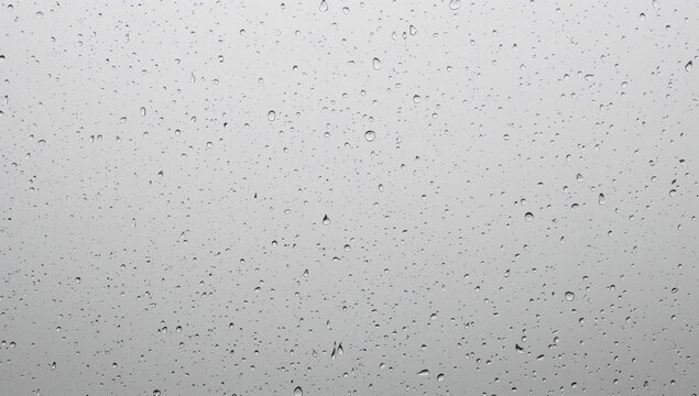 Rain droplets on a dull backdrop create a conceptual scene. Abstract moist white texture with bubbles on the surface. Utilize realistic clear water droplets for a unique banner design. - Powered by Adobe