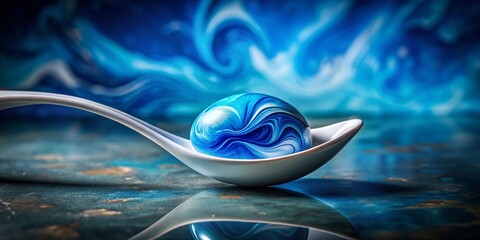Blue Marble Pattern Spoon: Creative Low Light Still Life Photography