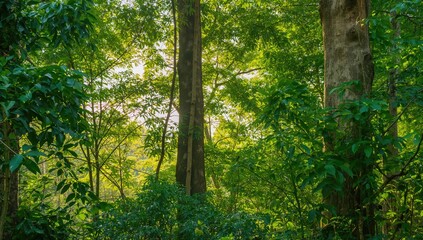 Fototapeta premium Lush greenery and dense jungle foliage