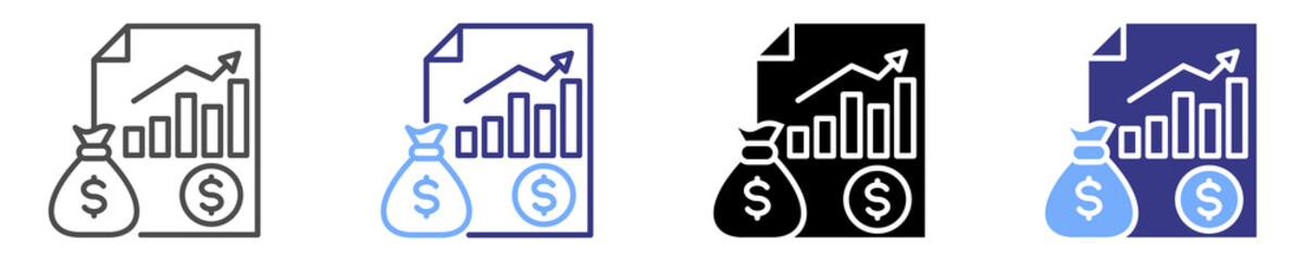 financial statement icon set multiple style