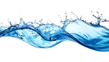 A brilliant wave crests with energetic splashes against a black backdrop, showcasing the water's vibrant hue