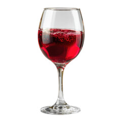 Red wine glass with ice cubes reflecting bright light in a clear setting creating a refreshing atmosphere for a social gathering