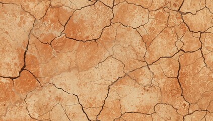 Fototapeta premium Continuous Texture of Fractured Soil in Hot, Arid Desert Colors