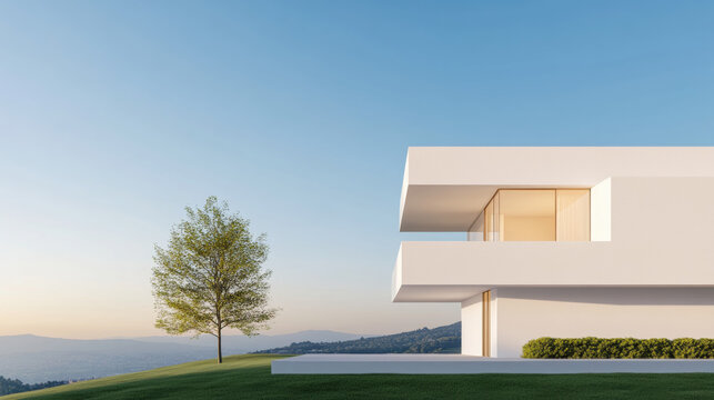 Minimal house, Minimalist concrete house featuring sharp edges and modern design elements, ideal for architectural and interior inspiration.