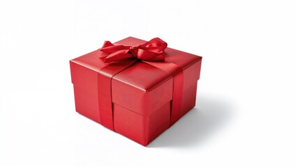 Obraz premium Bright crimson present box. Holiday gift idea