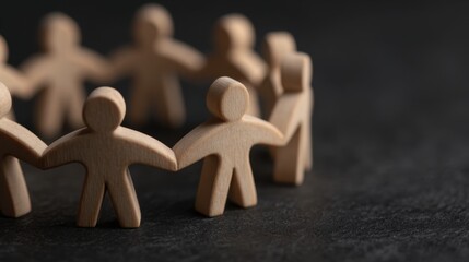 Artistic connection close-up on clay figures in a circle celebrating unity in a studio environment