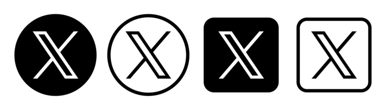 Twitter X new logo editorial icon set. X new Social Media Platform logo Vector for apps or website.