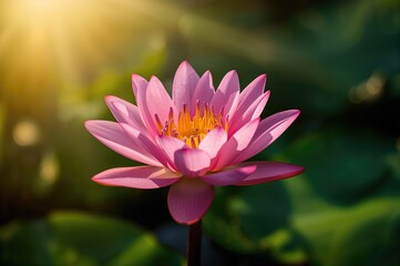 Obraz premium Sunlit lotus or waterlily bloom