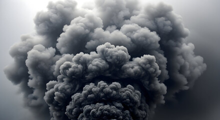 Dramatic Rising Plumes of Dark Smoke Billowing Upward Creating an Ominous Atmosphere A Symbol of Environmental Crisis and Industrial Pollution and Air Quality Concerns