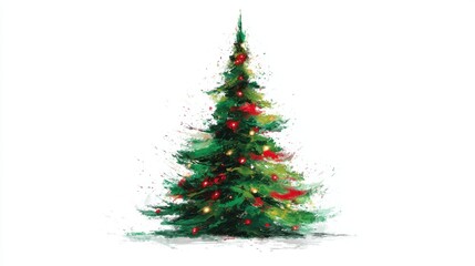 Obraz premium watercolor painting of a christmas tree