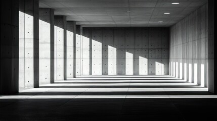 Concrete tunnel with sunlit columns