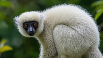 Fototapeta premium Silky Sifaka Lemur in Natural Habitat