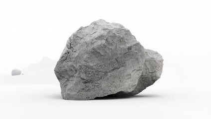 Single rock on a plain white surface
