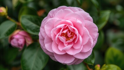Renowned Camellia japonica 'Taiwan Beauty' with exquisite large blossoms