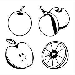 Isolated Digital Fruits Illustration Vector Elements, A Vibrant Set of Fresh Produce in Flat Design for Healthy Food and Organic Nutrition App Design.