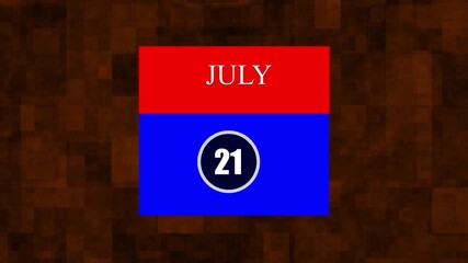 July 21 Calendar Date Icon Design – Modern Modern Day and Month Page Template with Red and Blue Background