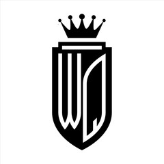 WQ Vector logo initials shield with royal crown minimalist, elegant style