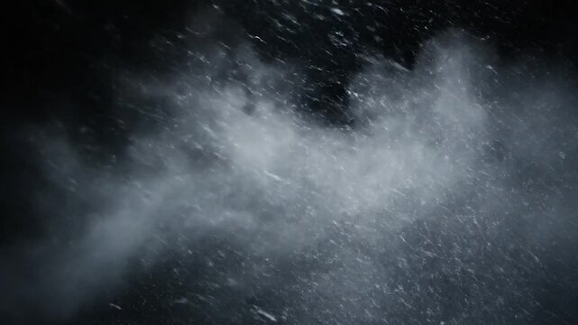 Abstract shot of water droplets and mist against a dark backdrop, creating an ethereal scene
