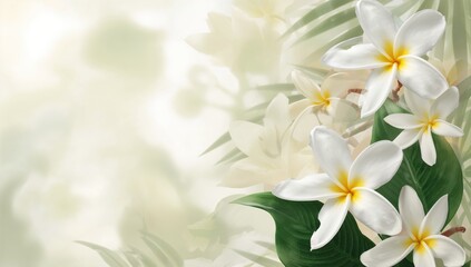 Fototapeta premium Exotic blossom frangipani isolated on white, natural floral beauty for spa and spring vibes