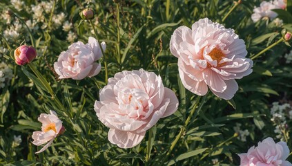 Fototapeta premium Stunning peony blossoms flourishing in spring