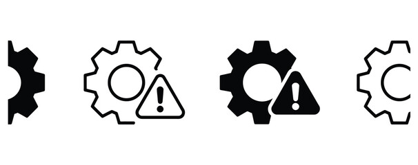 Machine maintenance icons showcasing system errors and settings malfunctions, ideal for tech companies needing to illustrate potential technical issues and system failures