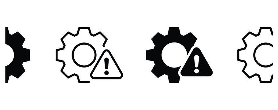 Machine maintenance icons showcasing system errors and settings malfunctions, ideal for tech companies needing to illustrate potential technical issues and system failures
