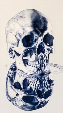 A simple illustration of a skull surrounded by a snake