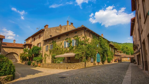 Ancient settlement of a medieval style in a quaint countryside location
