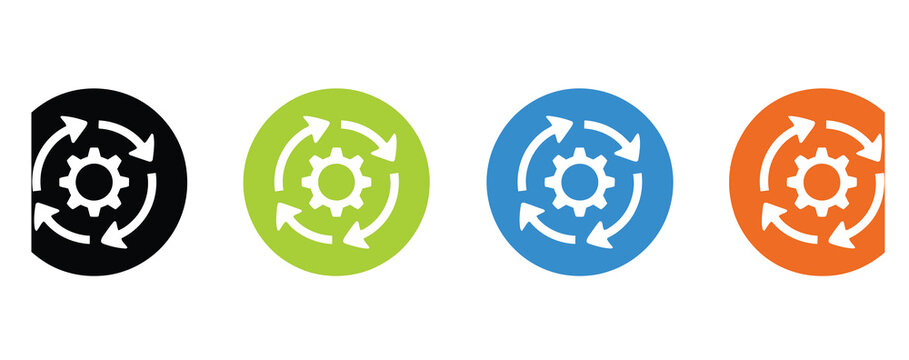 Streamlined workflow with vibrant cogwheel icons representing efficient process management, ideal for visualizing business cycles and continuous improvement strategies in presentations