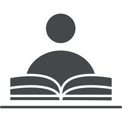 Silhouette of a Person Reading an Open Book Against a Transparent Background Vector Icon Representation of Education and Knowledge