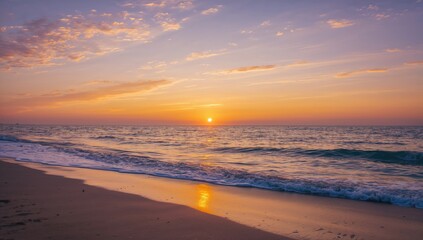 Evening glow over the seaside with ocean and summer vibes