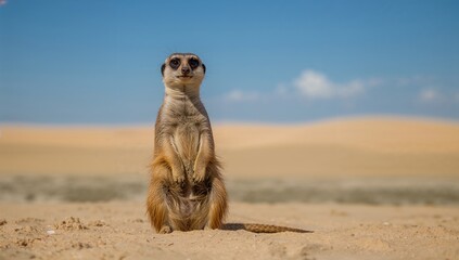 Suricate resting on sandy ground in a zoo environment