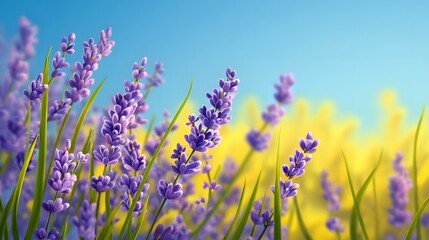 Naklejka premium Lavender under the blue sky